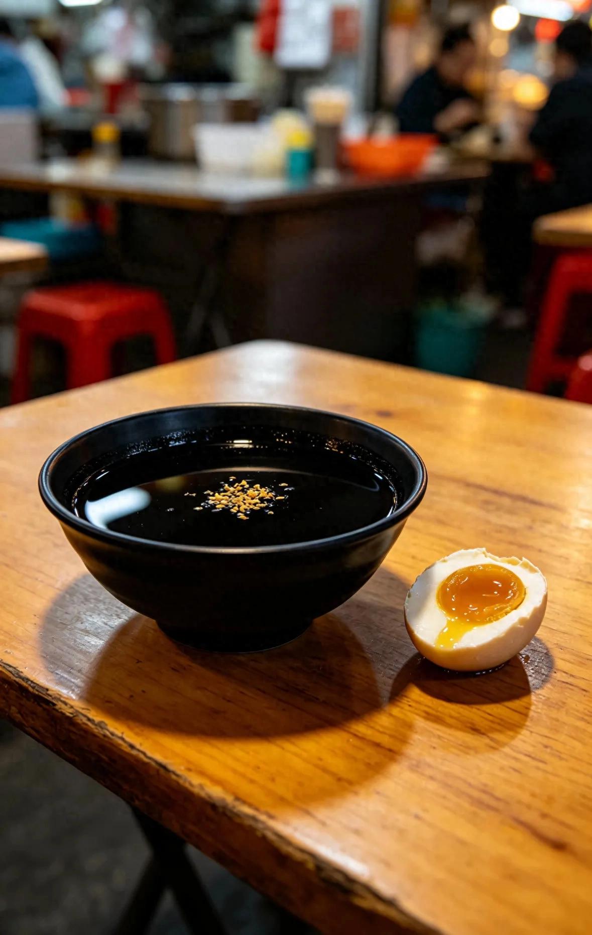 黑暗料理网红图,_溏心蛋_黑金汤